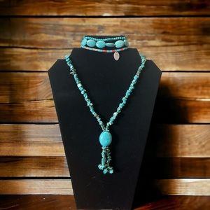Turquoise Handmade Necklace and Three Bracelets